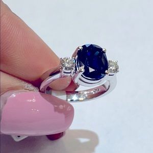 14k white gold sapphire diamond ring